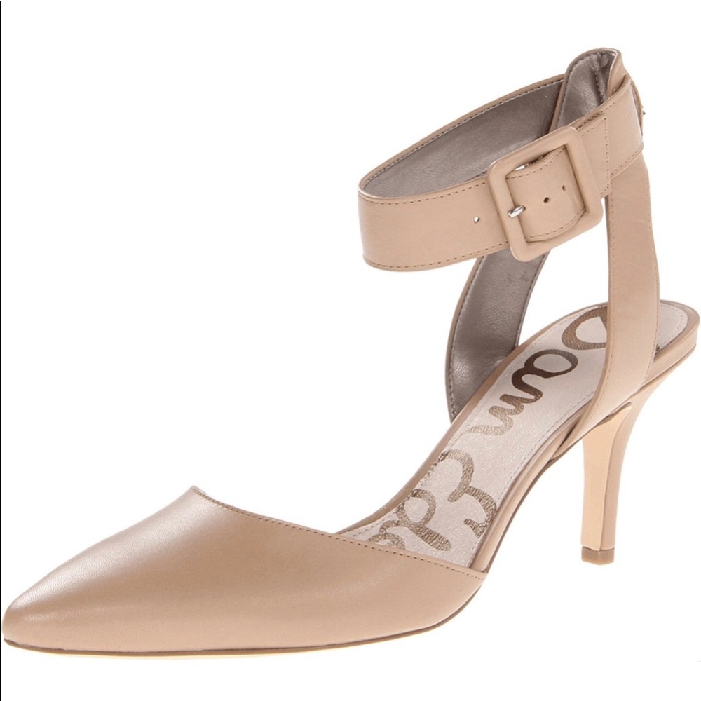 Sam Edelman Nude Okala Ankle Strap Kitten Heel